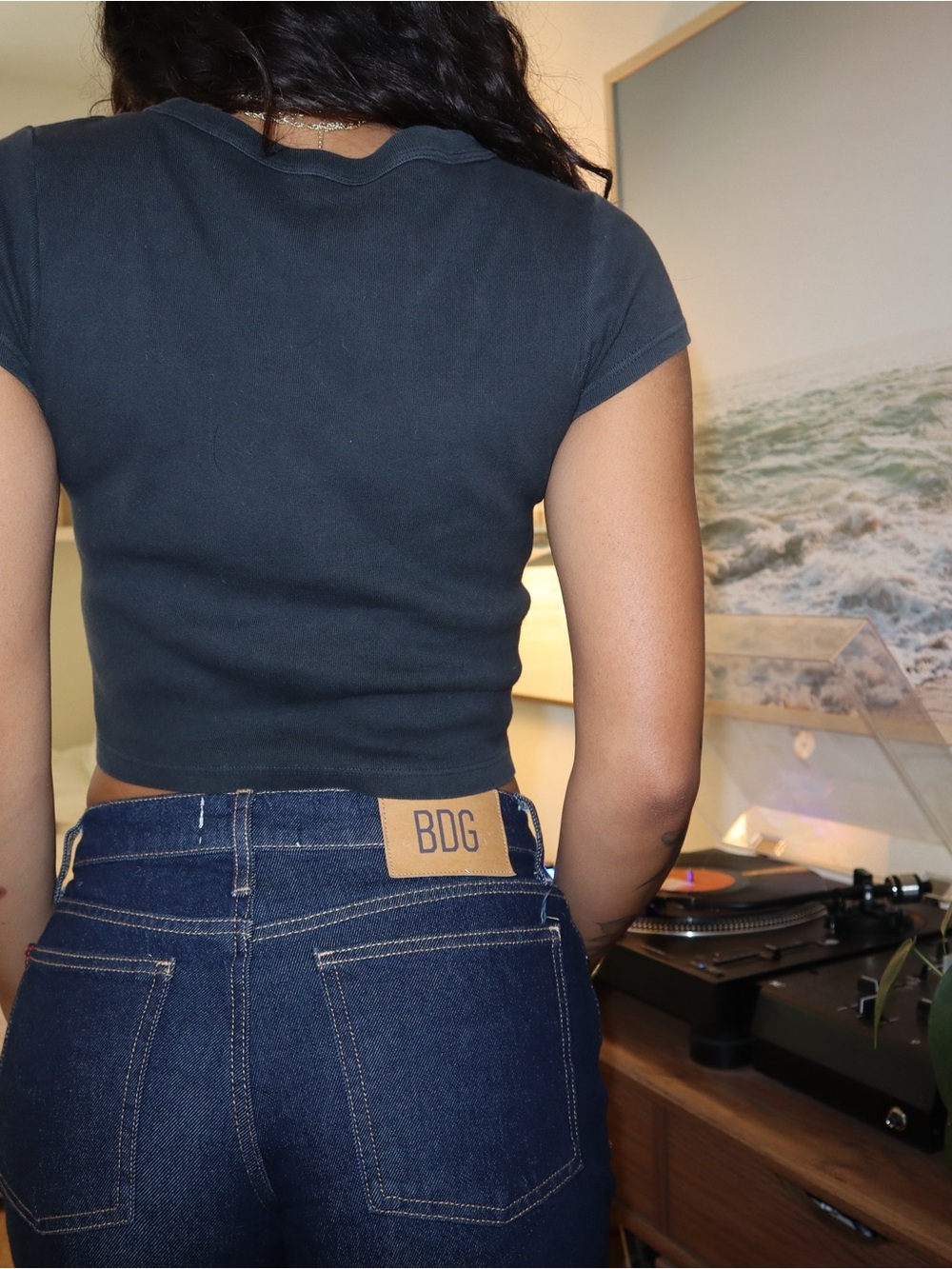 Brandy Melville Charcoal Mountain Graphic Crop Tee - Picture 3 of 3